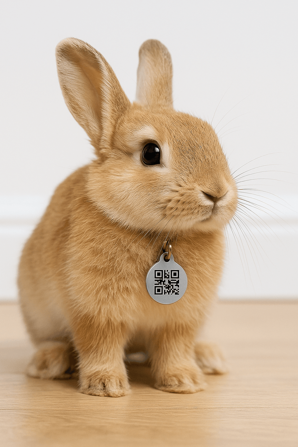 Rabbit with a small QR ID tag